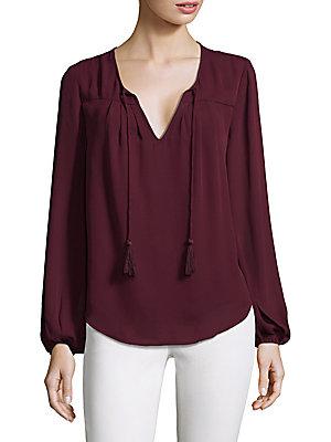 Chelsea & Theodore Curved V-neck Blouse