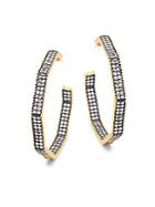 Freida Rothman Crystal Double Row Pav&eacute; Hoop Earrings