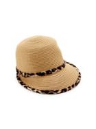 Ava & Aiden Leopard-print Trim Straw Hat