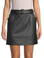 Laundry By Shelli Segal Belted Faux Leather Mini Skirt