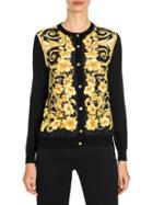 Versace Hibiscus Print Silk Cardigan