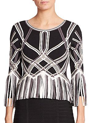 Herve Leger Fringe-trim Interweaving Bandage Top