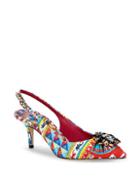 Dolce & Gabbana Printed Slingback Kitten-heel Pumps