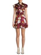 Alice + Olivia By Stacey Bendet Lashay Floral Tie-neck Mini Dress
