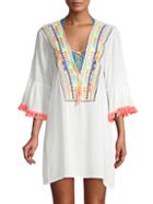 La Moda Clothing Embroidered Bell-sleeve Coverup