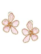 Eye Candy La Georgia Pink & White Cubic Zirconia Flower Earrings