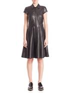 Set Collared Leather Dress