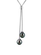 Masako Pearls 9-10mm Peacock Pearl & Sterling Silver Fancy Asymmetric Necklace