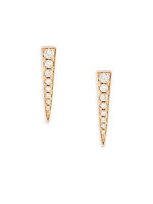 Ef Collection Diamond & 14k Rose Gold Dagger Stud Earrings