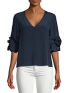 See By Chlo V-neck Ruffle-sleeve Silk Top