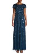 Adrianna Papell Sequin Short-sleeve Gown