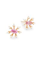 Hueb 18k Pink Gold Pink Sapphire & Diamond Spoked Stud Earrings