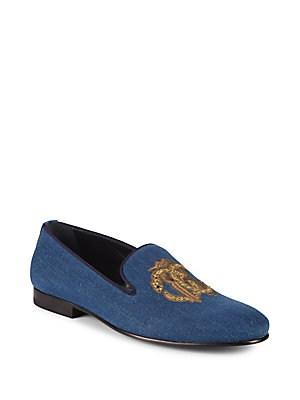 Roberto Cavalli Embroidered Leather Loafers