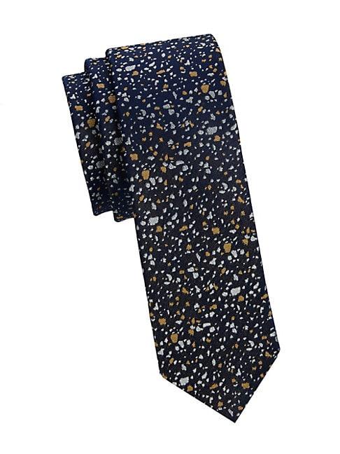 Nhp Abstract Speckle Print Silk Tie