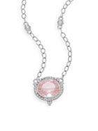 Judith Ripka La Petite Pink Crystal & Sterling Silver Pendant Necklace