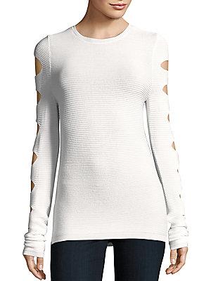 360 Cashmere Solid Slash Sleeve Sweater