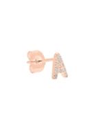 Nephora 14k Rose Gold Inital A Letter Diamond Stud Earring