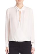L'agence Kendra Long Sleeve Knot Collar Blouse