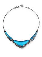 Alexis Bittar Imperial Noir Lucite & Crystal Lace Sectioned Bib Necklace