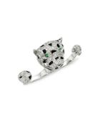 Cz By Kenneth Jay Lane Double Finger Leopard Crystal Ring
