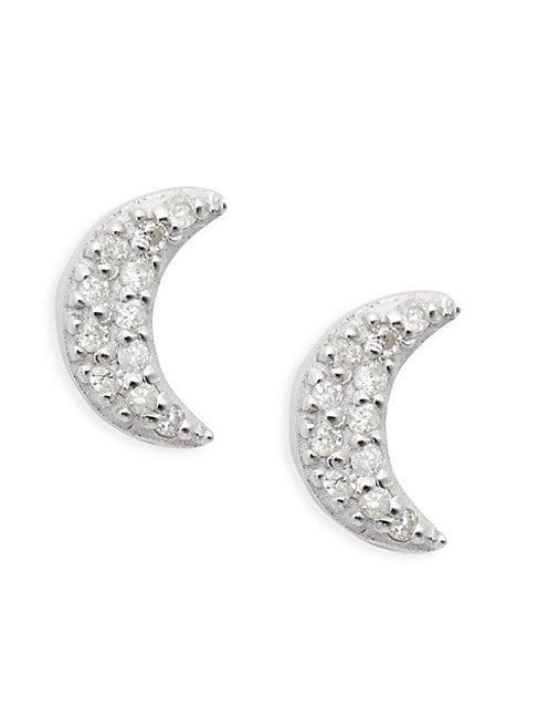 La Soula Diamond & Sterling Silver Little Crescent Moon Earrings
