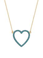 Gabi Rielle 22k Goldplated Turquoise Cubic Zirconia Heart Pendant