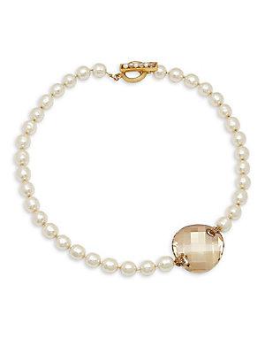 Miriam Haskell Faux Pearl & Faceted Crystal Pendant Necklace