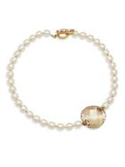 Miriam Haskell Faux Pearl & Faceted Crystal Pendant Necklace