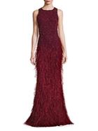 Alice + Olivia Vaughn Embellished Feather Gown
