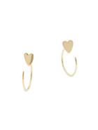 Saks Fifth Avenue 14k Yellow Gold Simple Heart Threader Hoop Earrings