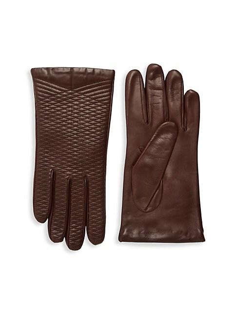 Portolano Crisscross Embroidered Leather Gloves