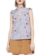 Bcbgeneration Embroidered Floral High Neck Sleeveless Top