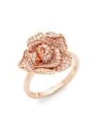 Effy 14k Rose Gold & White Diamond Flower Ring