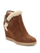 Aquatalia By Marvin K Crista Faux Fur-lined Suede Wedge Booties