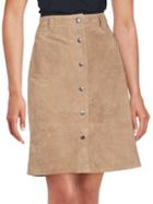 Set Pleated Leather Skirt