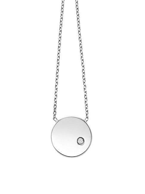 Saks Fifth Avenue 14k White Gold Diamond Circle Pendant Necklace