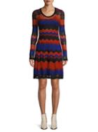 M Missoni Multi-color Wavy Knit Flare Dress