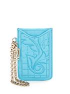 Versace Quilted Leather Scroll Phone Pouch