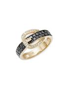 Effy Diamonds & Black Diamonds 14k Yellow Gold Belt Ring