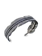 Jean Claude Stainless Steel Holly Feather Bangle Bracelet