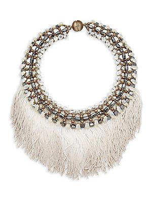 Tataborello Crystal Studded Fringed Necklace