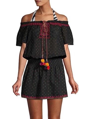 Parker Beach Printed Off-the-shoulder Cover-up Dress