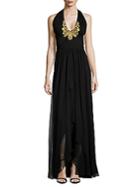 Marchesa Notte Cinched Halter Gown