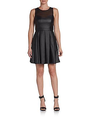 Ali Ro Faux Leather Illusion Fit-and-flare Dress