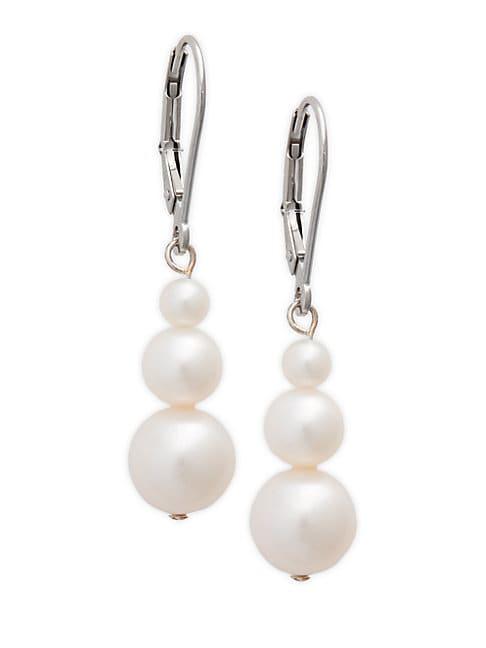 Belpearl 14k White Gold 4-8mm Cultured Pearl Drop Earrings
