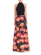 Theia Crepe & Silk Floral-print Gown