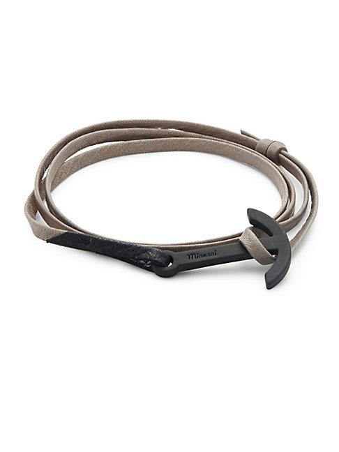 Miansai Stainless Steel & Leather Anchor Bracelet