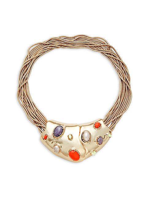 Alexis Bittar Dramatic 10k Goldplated Sculptural Multi-stone Collar Necklace