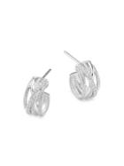 Judith Ripka Sterling Silver & White Topaz Small Eternity Hoop Earrings