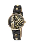 Just Cavalli Animal Goldtone Stainless Steel & Leather-strap Watch